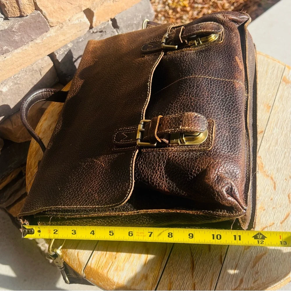 VINTAGE KATTEE CRAZY HORSE LEATHER SATCHEL BRIEFCASE LAPTOP TOTE BUSINESS BAG